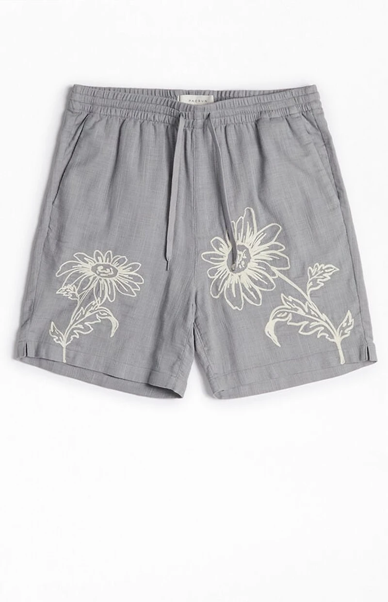 Pacsun Gray Floral Russel Volley Shorts