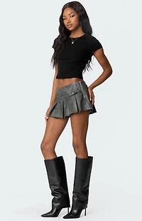 Edikted Billi Faux Leather Pleated Mini Skort