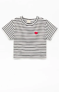 Pacsun Kids Striped Ribbed Embroidered Heart Skimmer T-Shirt