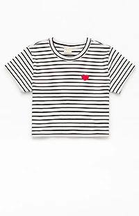 Pacsun Kids Striped Ribbed Embroidered Heart Skimmer T-Shirt