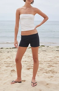 John Galt White Amelia Polka Dot Cropped Tube Top