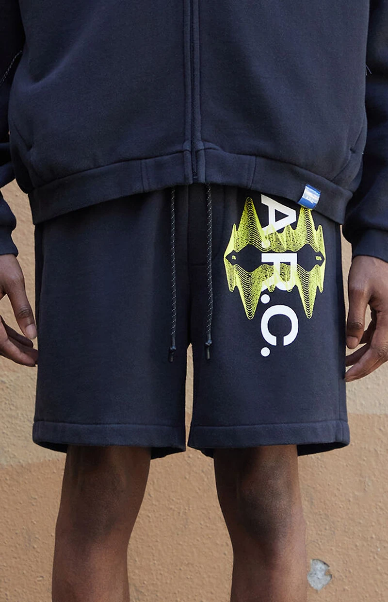 A.R.C. Black Vintage Wash Heavyweight Fleece Sweat Shorts