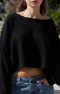 John Galt Black Wide Neck Sweater