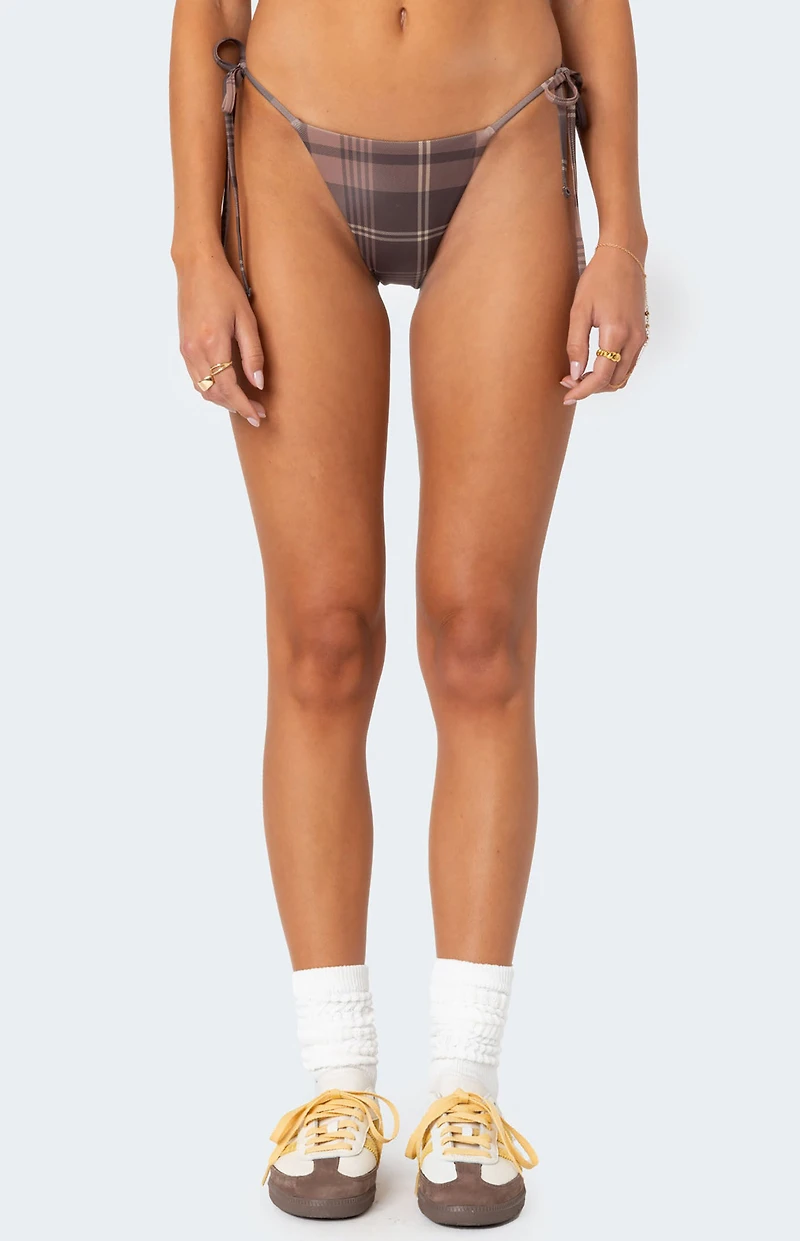 Edikted Wilhelmina Plaid String Bikini Bottom