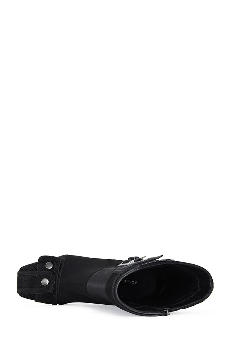 AZALEA WANG Women's Black Allona Faux Suede Heeled Booties