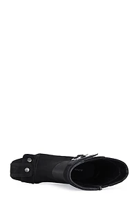 AZALEA WANG Women's Black Allona Faux Suede Heeled Booties