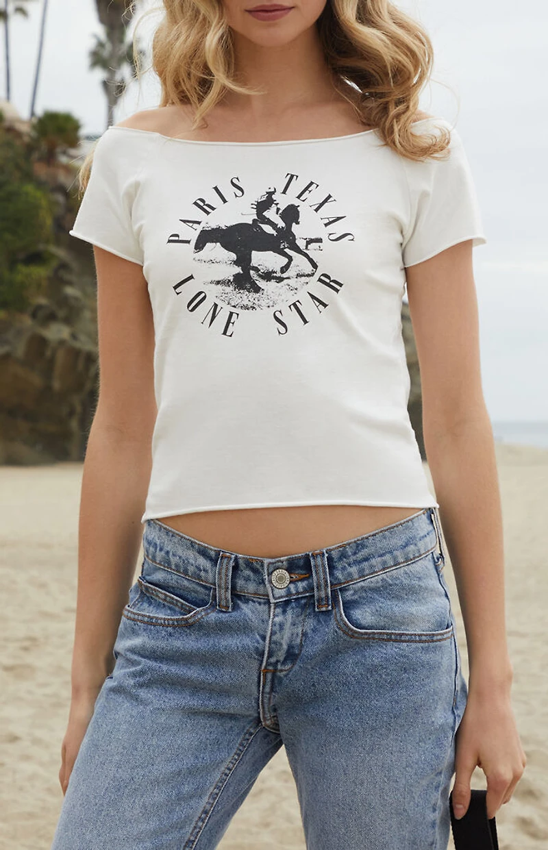 John Galt Paris Texas Bonnie Off-The-Shoulder Crop Top