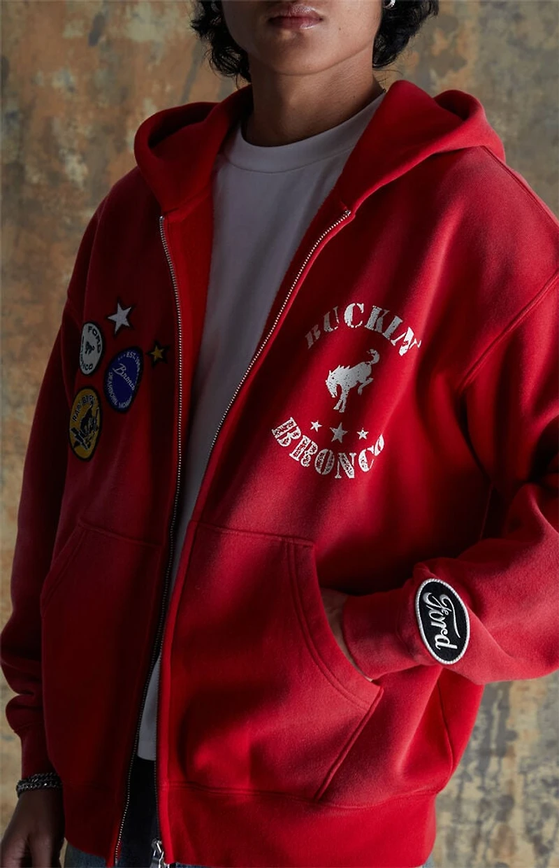 FORD Red Buckin Bronco Full Zip Hoodie