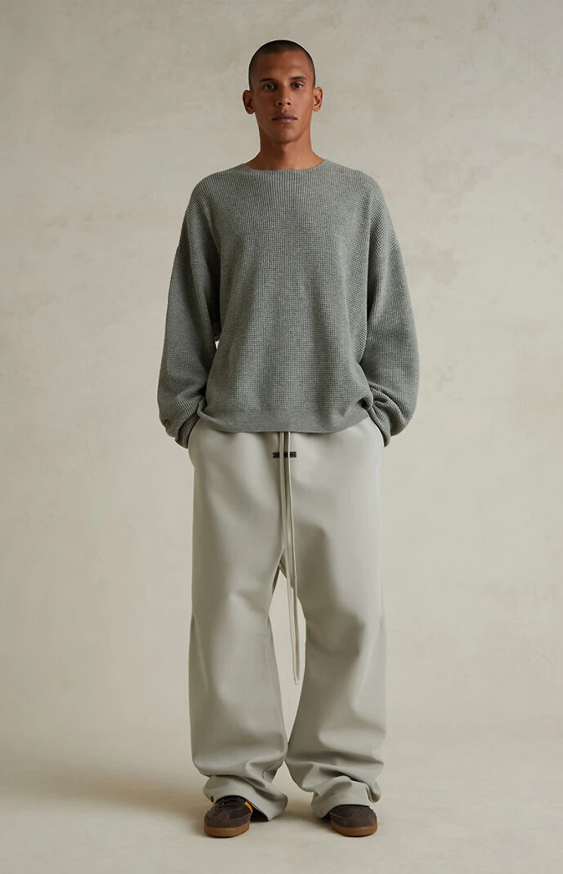 Fear of God ESSENTIALS Concrete Heather Waffle Knit Long Sleeve T-Shirt