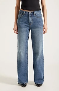 Pacsun Madison High Waisted Girlfriend Jeans Medium Blue