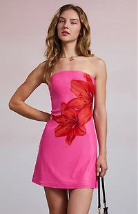 Third Charm Tiger Lily Strapless Mini Dress