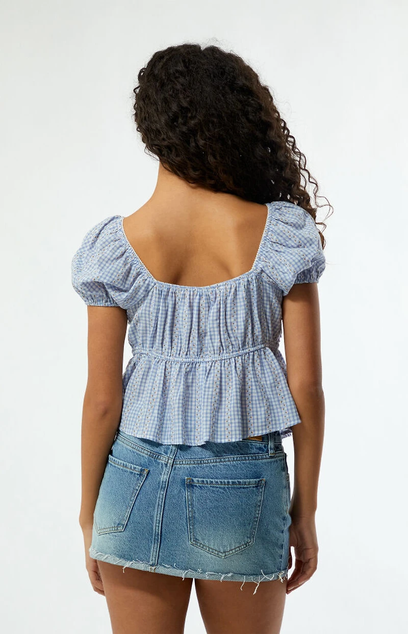 LA Hearts Gingham Babydoll Top