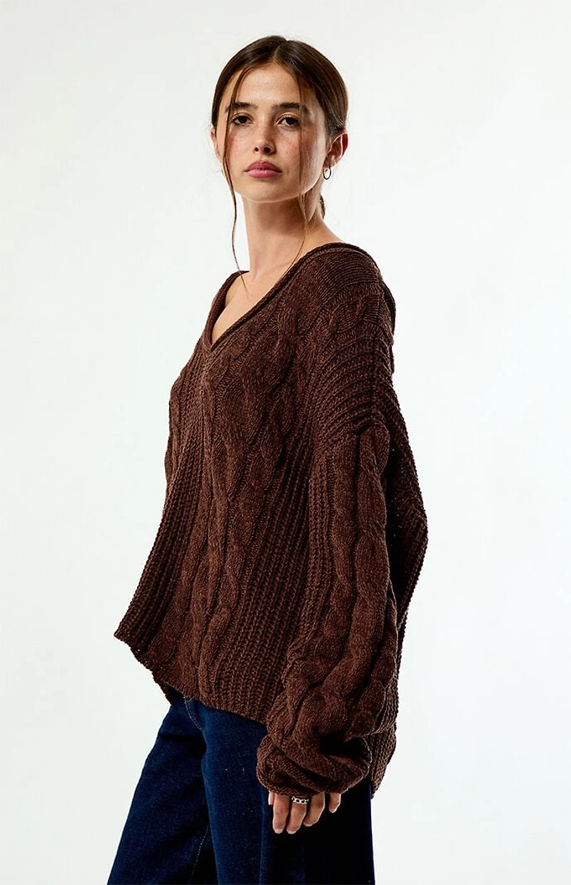 Your Favorite Laney V-Neck Cable Knit Sweater