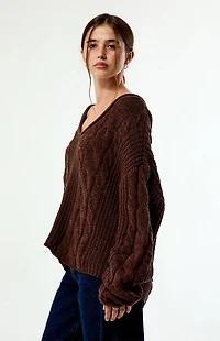 Your Favorite Laney V-Neck Cable Knit Sweater