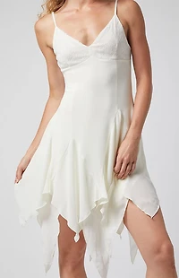 Beverly and Beck Lace Bustier Ruffle Hem Mini Dress