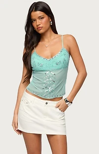 Edikted Azelia Beaded Sheer Mesh Top