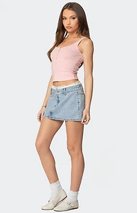 Edikted Floral Peekaboo Denim Mini Skirt