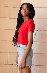 Pacsun Kids Red Ribbed Skimmer T-Shirt