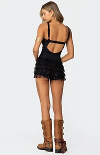 Edikted Lacey Ruffled Romper