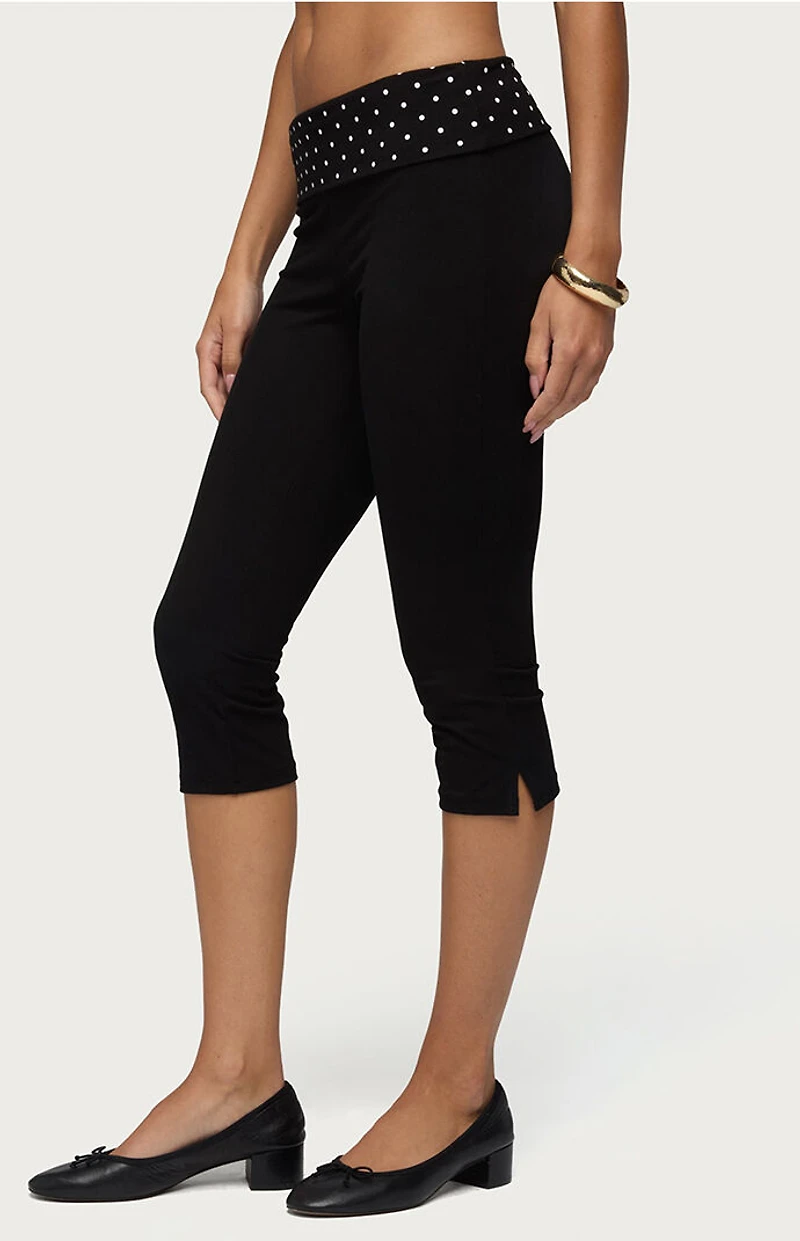 Edikted Genni Polka Dot Foldover Capri Pants