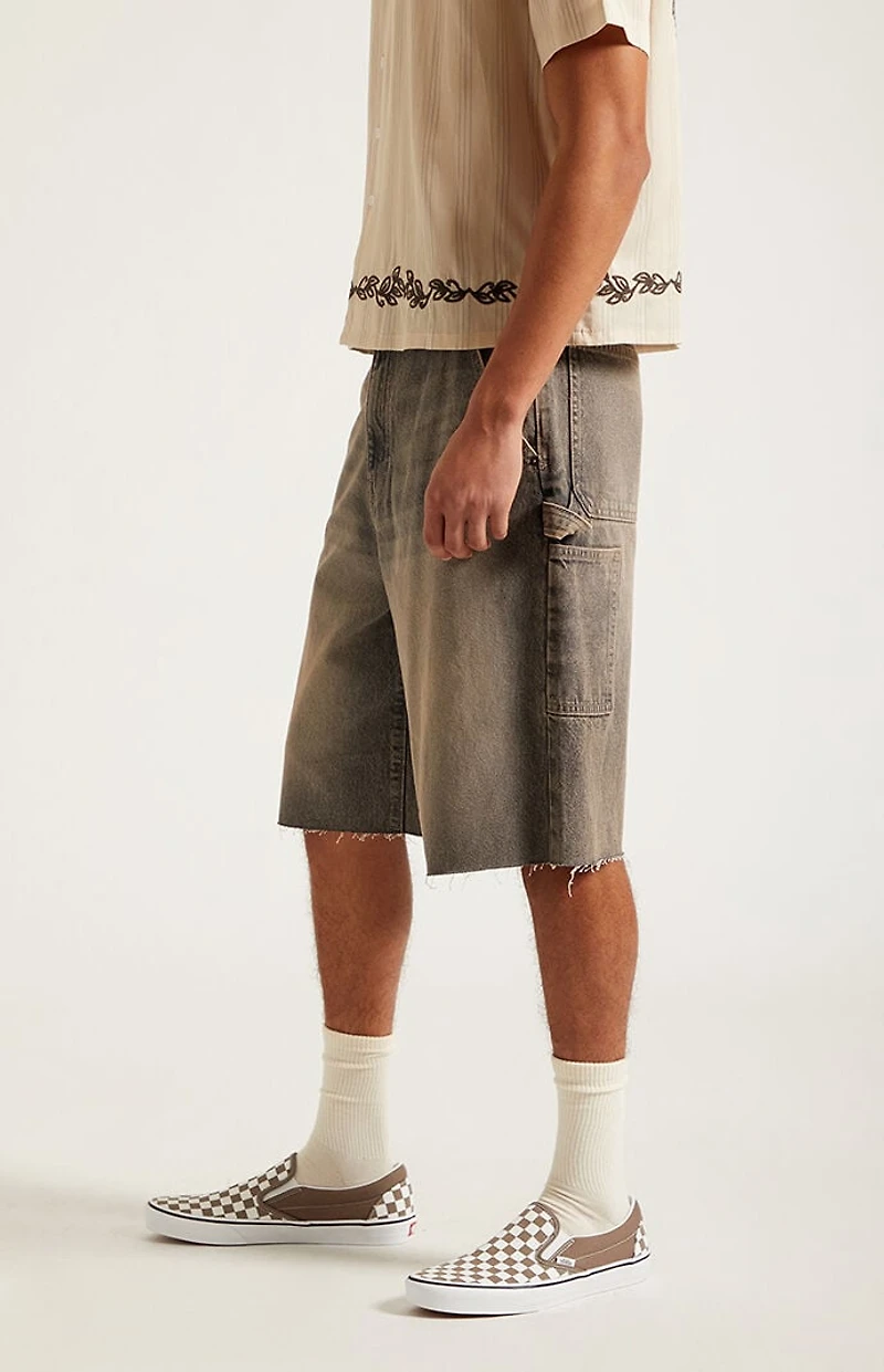 Pacsun Harrison Cutoff Baggy Carpenter Denim Shorts Brown