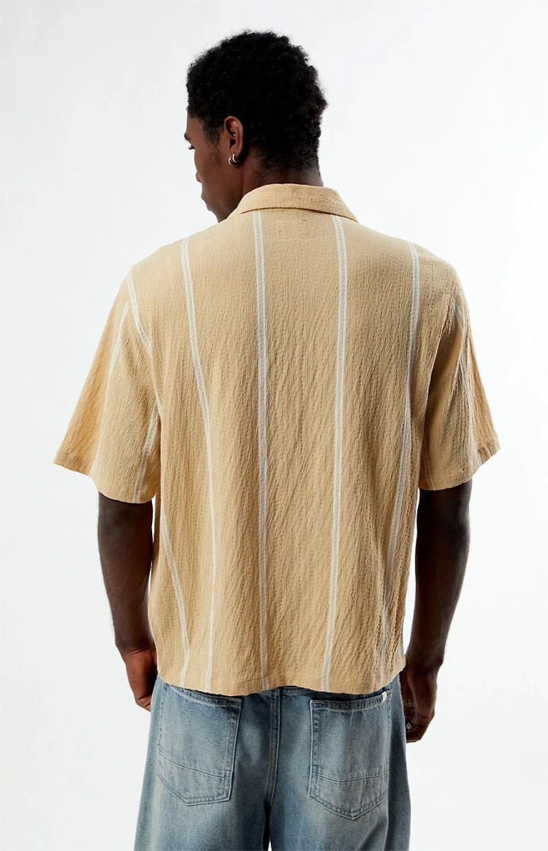 Pacsun Tan Klein Striped Oversized Camp Shirt