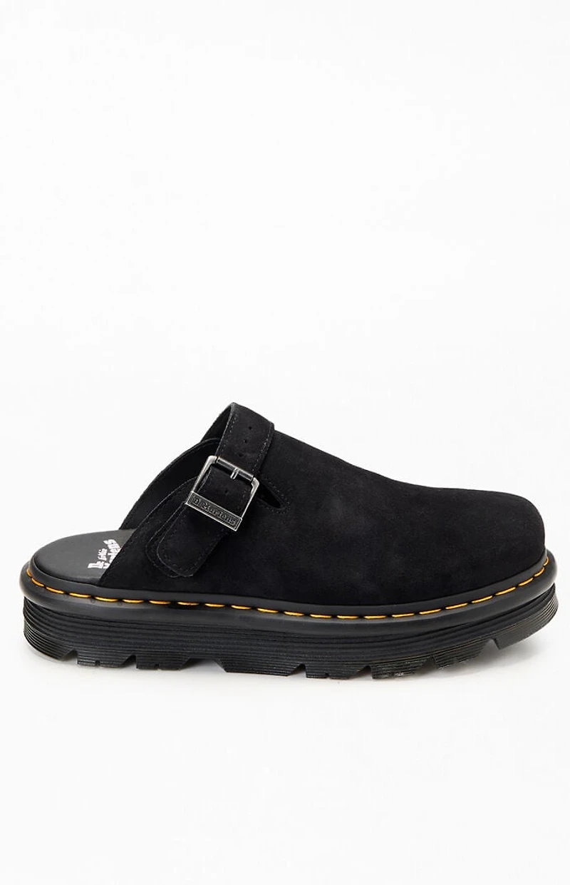 Dr Martens Black Zebzag Suede Slingback Platform Mules