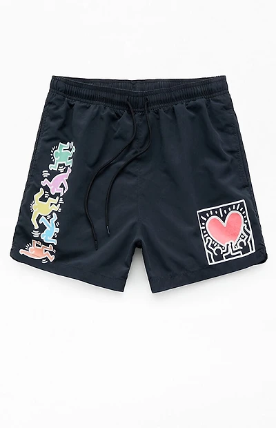 Keith Haring Heart 4" Swim Trunks