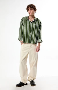 Pacsun Green Striped Hutton Long Sleeve Shirt