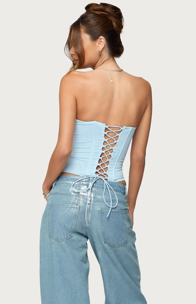 Edikted Lexah Faux Crystal Strapless Corset