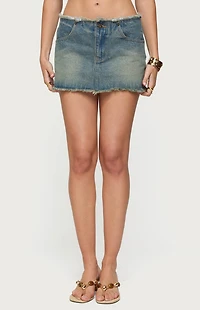 Edikted Levana Distressed Denim Mini Skirt