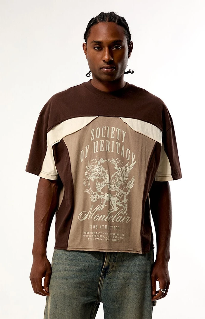 Pacsun Brown Montclair Cropped Color Block T-Shirt