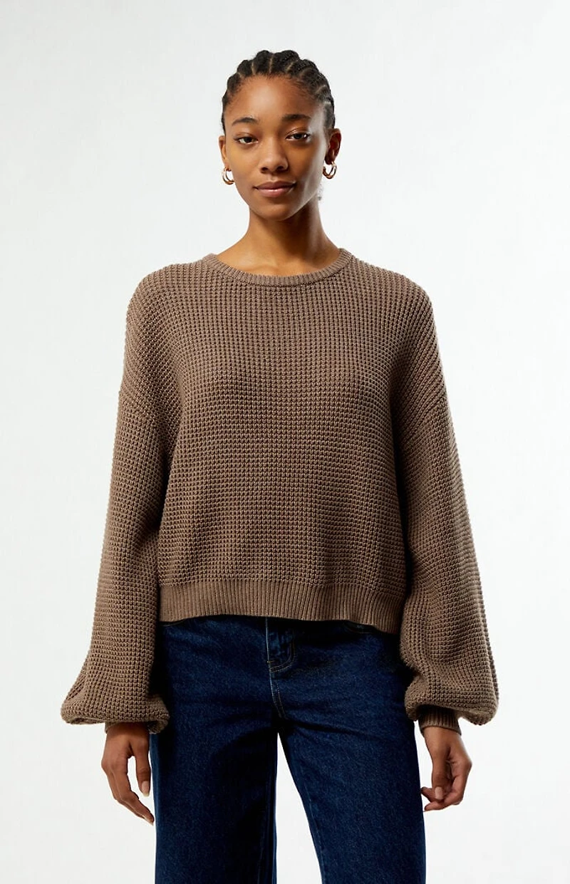 Rhythm Taupe Classic Knit Crew Neck Sweater