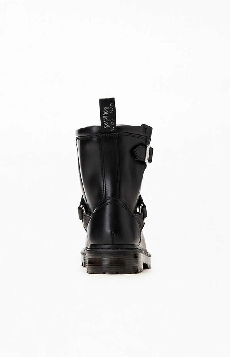 Dr Martens Black Anistone Harness Leather Low Biker Boots