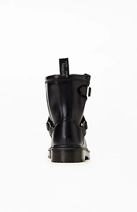 Dr Martens Black Anistone Harness Leather Low Biker Boots