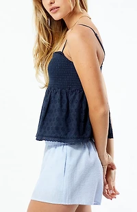 LA Hearts Ruched Bow Tie Babydoll Top