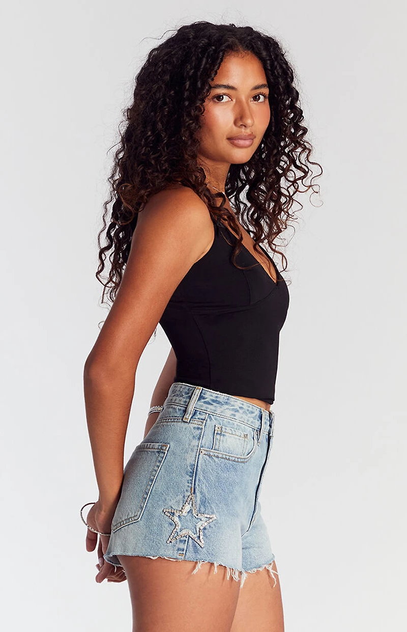 Pacsun Rhinestone Star High Waisted Denim Festival Shorts