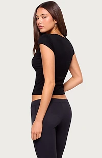 Edikted Chari Ribbed Scoop Neck T-Shirt