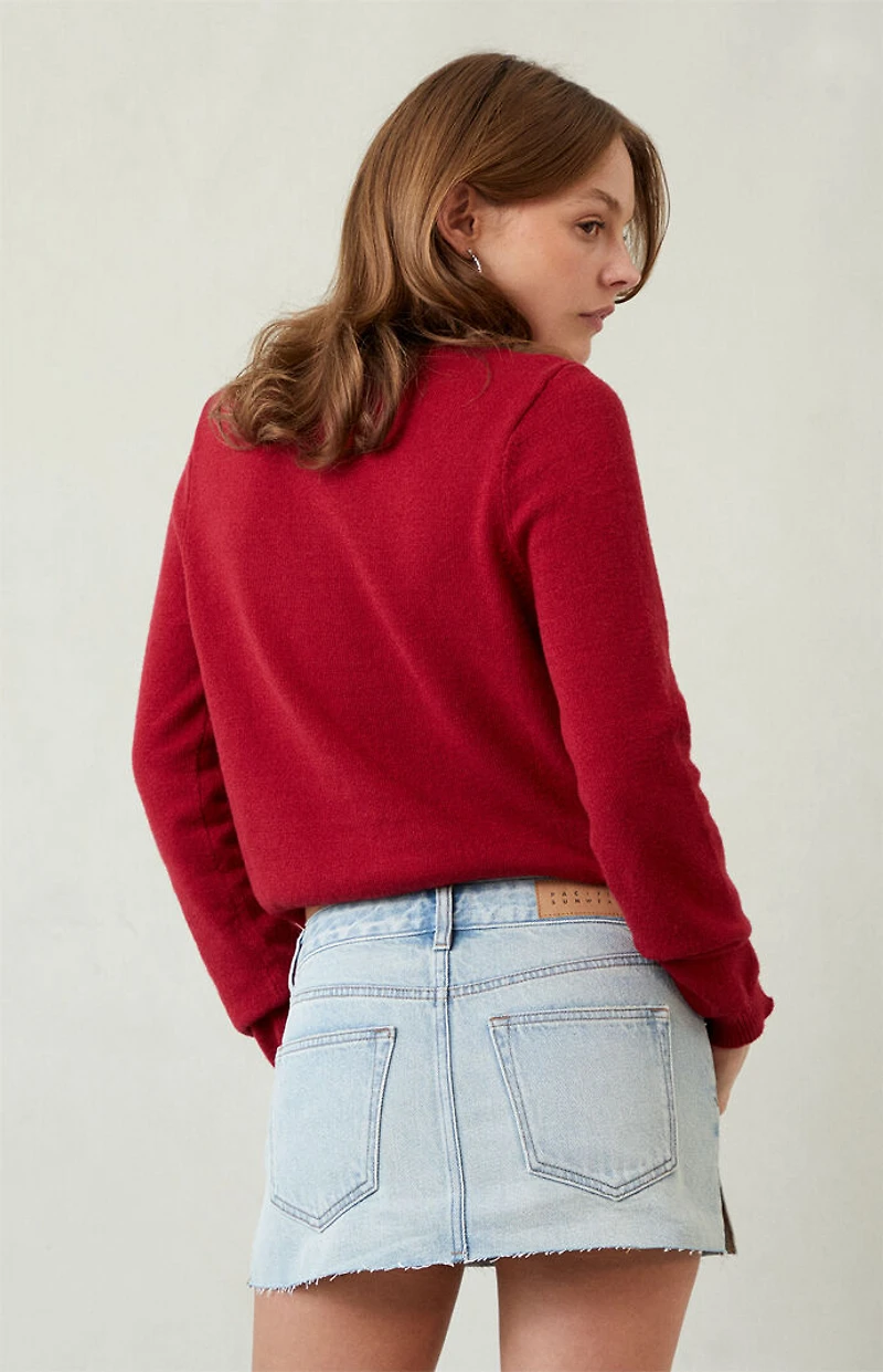 Pacsun Lara Light Indigo Raw Cut Low Rise Denim Mini Skirt