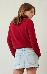 Pacsun Lara Light Indigo Raw Cut Low Rise Denim Mini Skirt