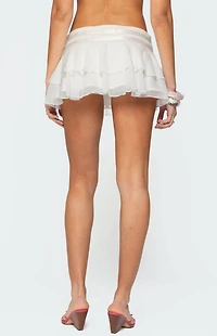Edikted Double Belt Ruffled Chiffon Mini Skort