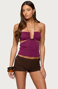 Edikted Delyth Stone Chain Cutout Top