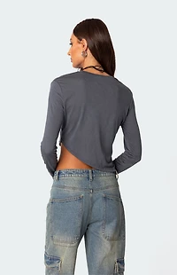 Edikted Asymmetric Long Sleeve T-Shirt