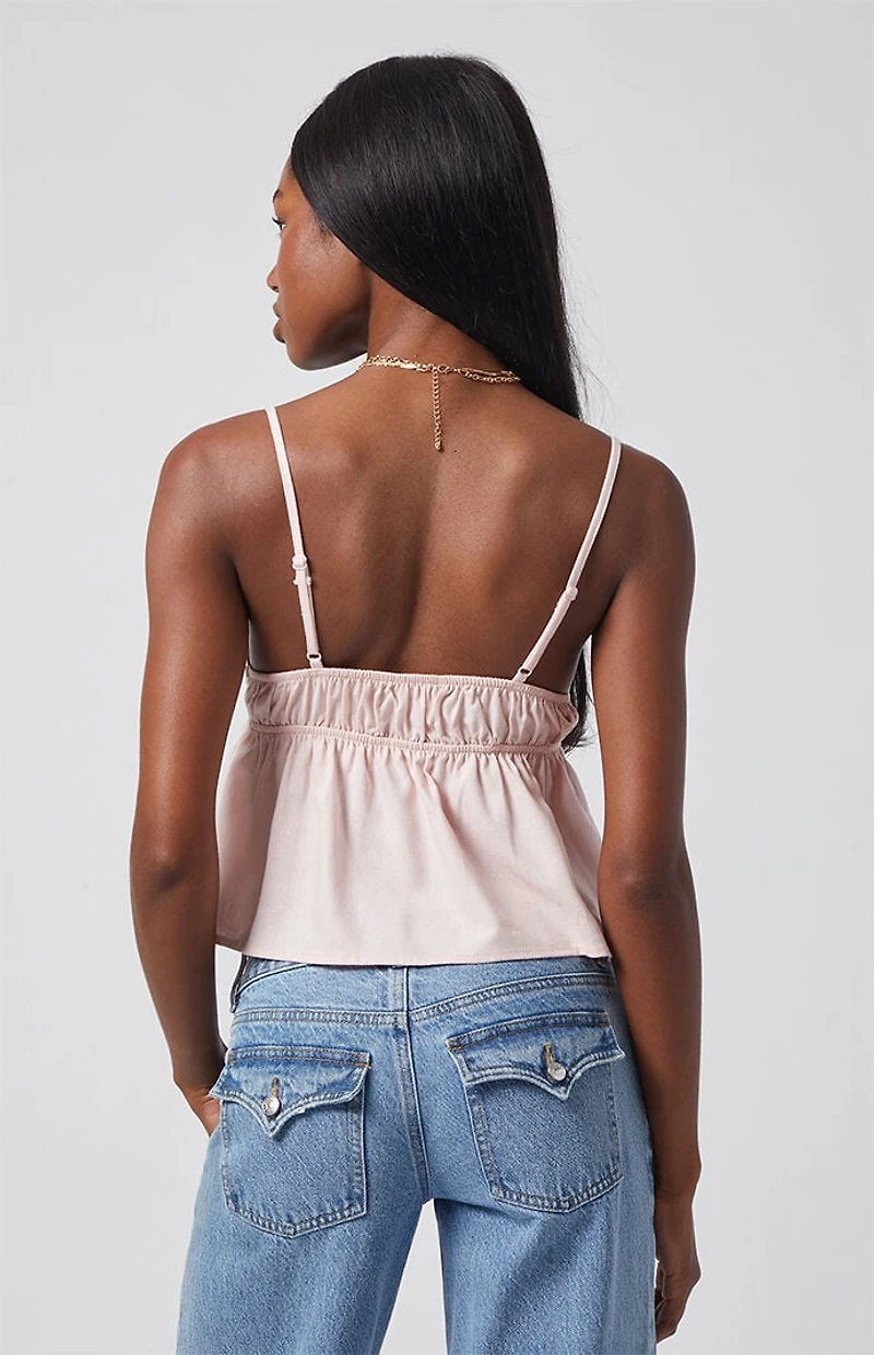 LA Hearts Linen V-Neck Babydoll Tank Top