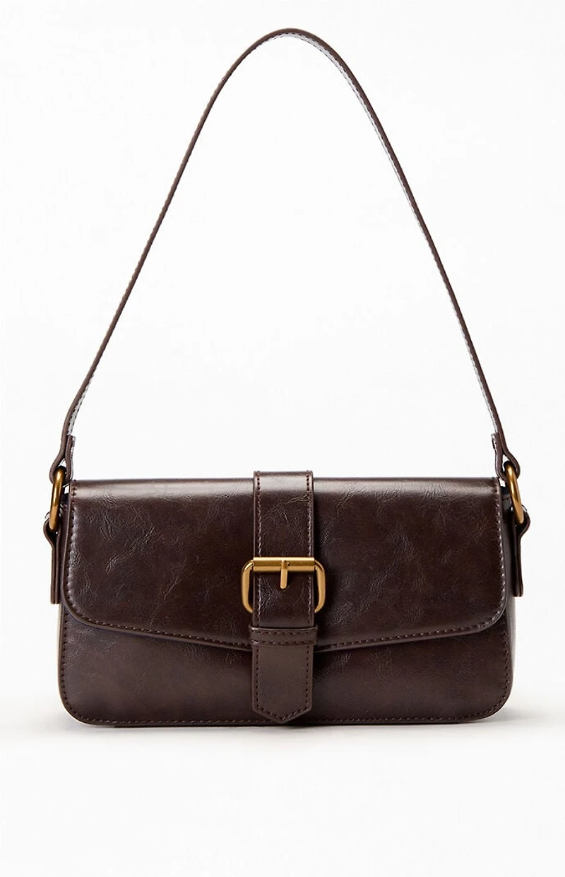 John Galt Brown Buckle Shoulder Bag