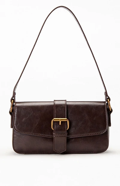 John Galt Brown Buckle Shoulder Bag