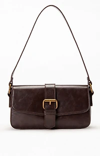 John Galt Brown Buckle Shoulder Bag