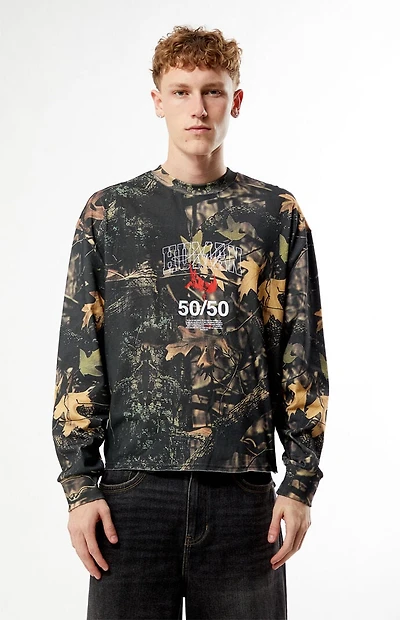 Pacsun Human 5050 Camo Cropped Long Sleeve T-Shirt