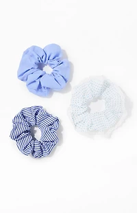 LA Hearts 3 Pack Blue Mixed Print Scrunchies