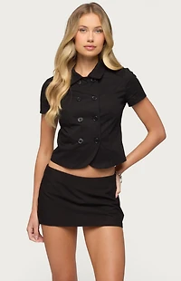 Edikted Pilar Short Sleeve Cotton Trench Shirt